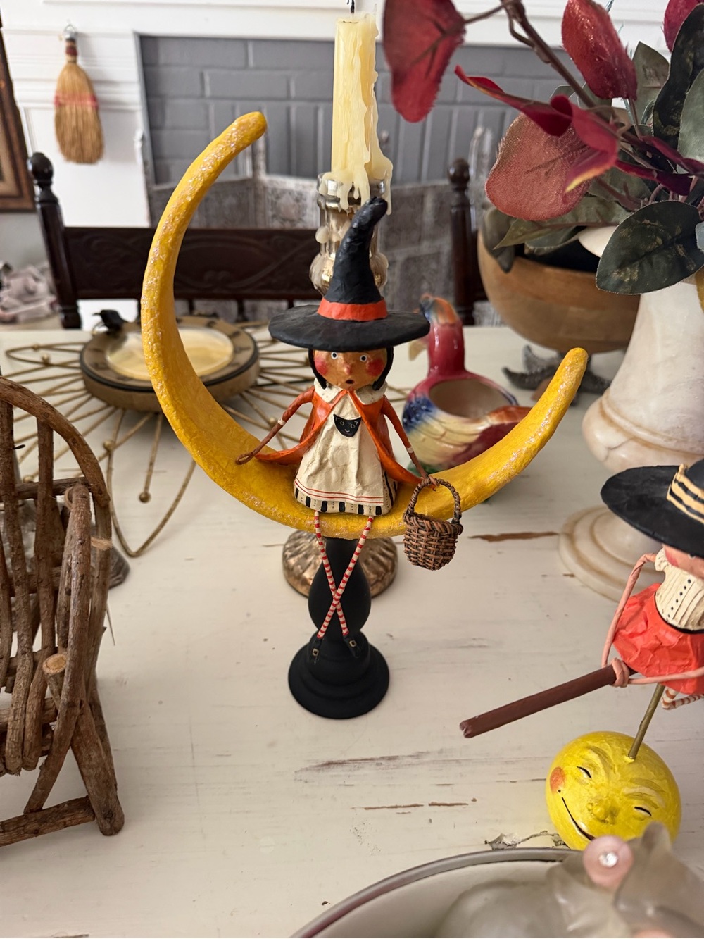 Vintage Lori Mitchell Retired Collectible “Moonlight Magic” Witch on the Moon